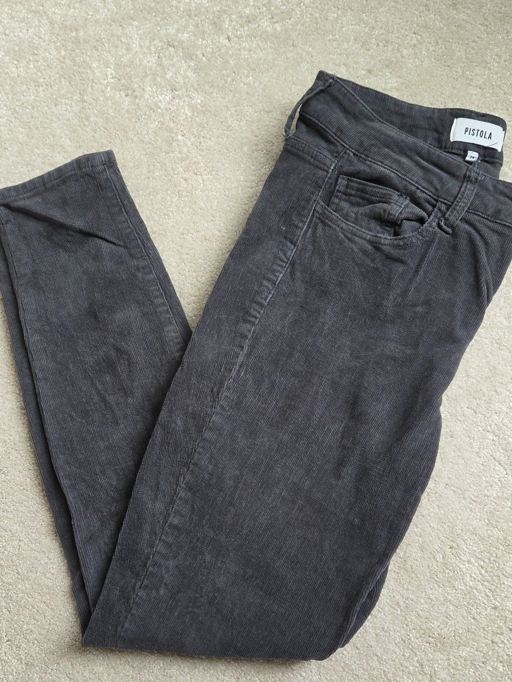 Pistola Women's Charcoal Skinny Corduroy Jeans Size 28